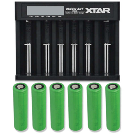 Xtar Queen ANT MC6 Li-ion batterioplader + 6 stk. Sony US18650VTC5 2600mAh Li Ion batterier